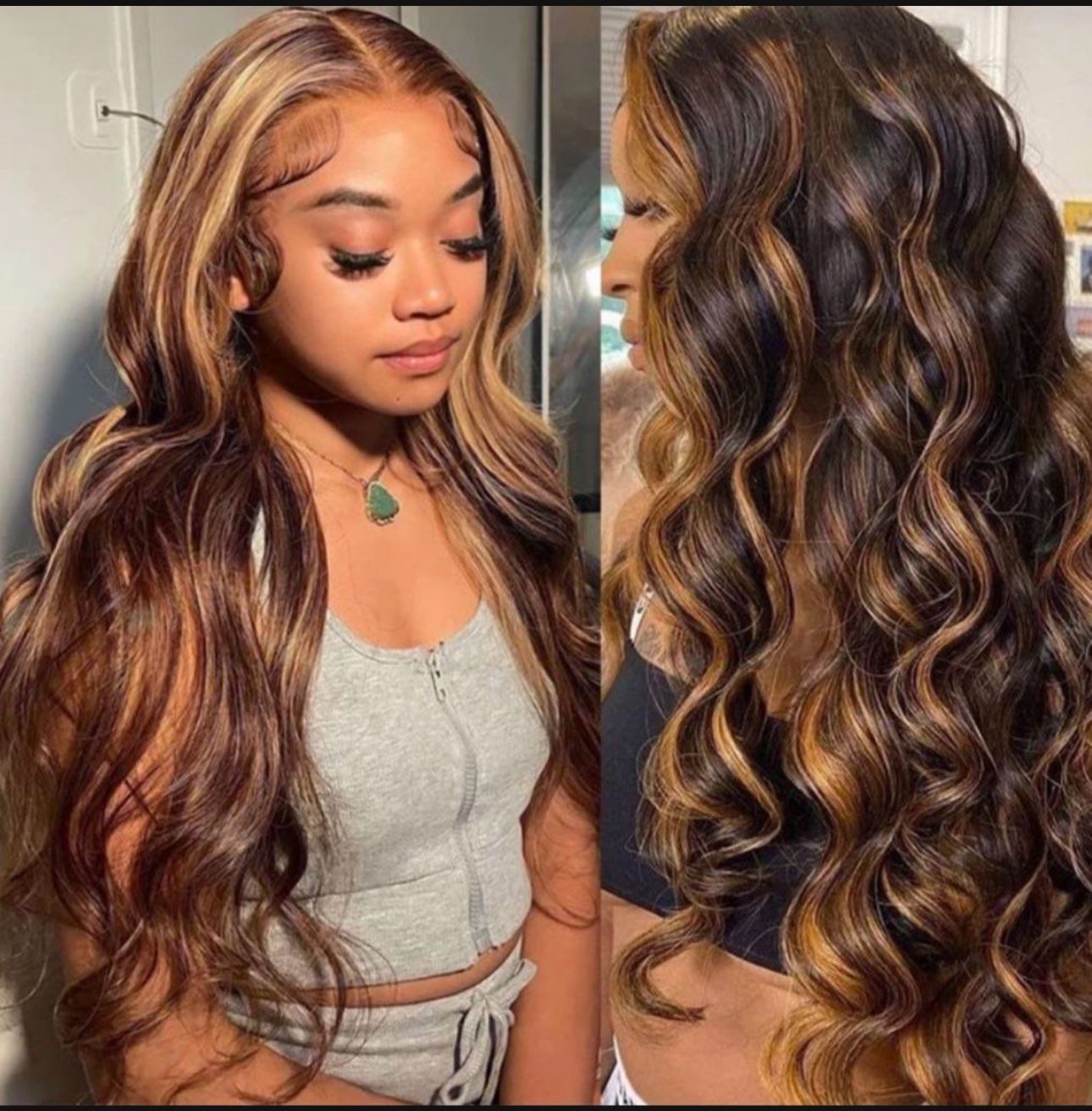 Human Hair Highlighted Wig