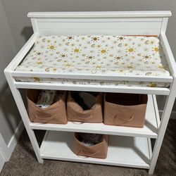 White Wood Changing Table 