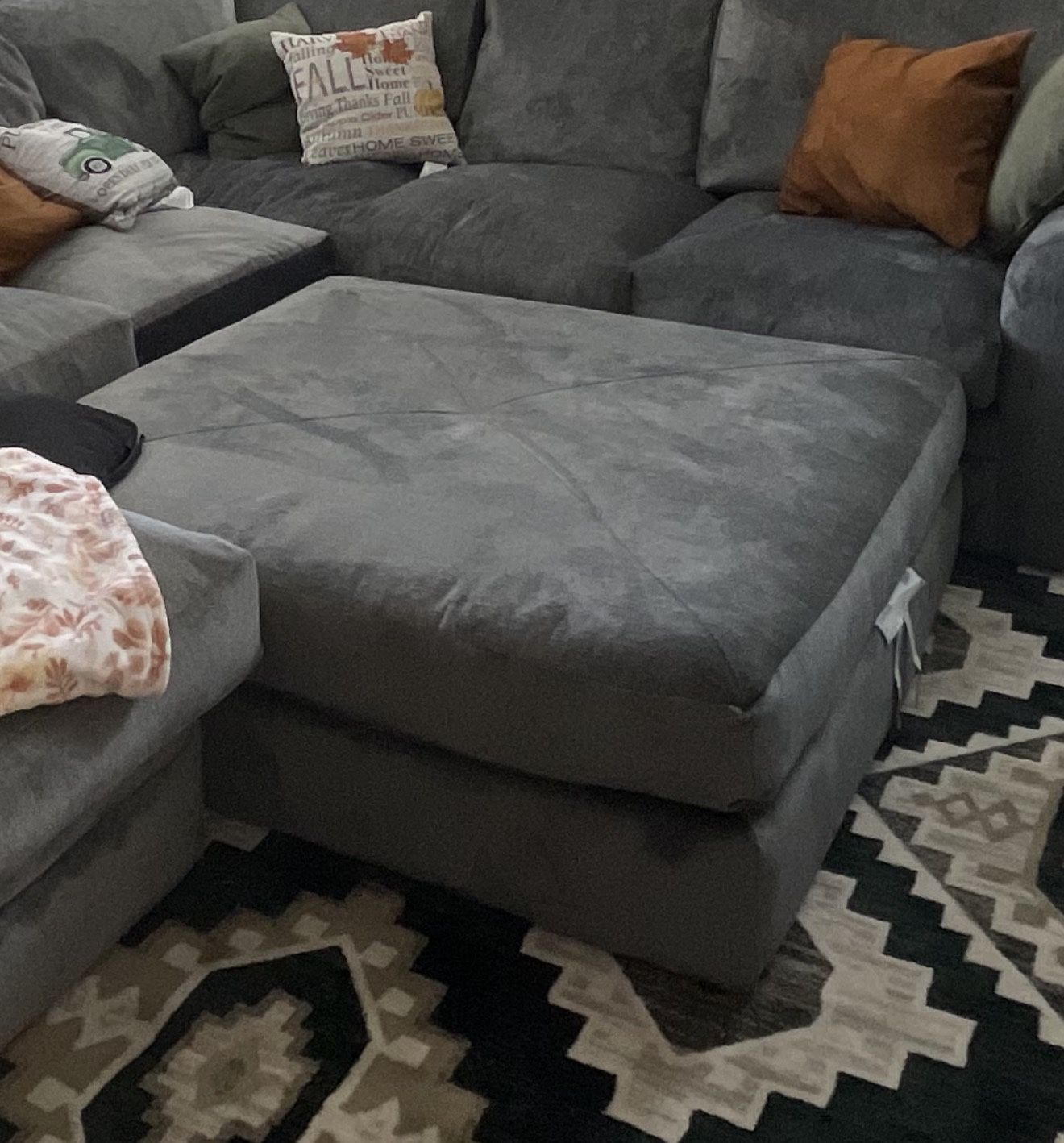 Large Gray Ottoman