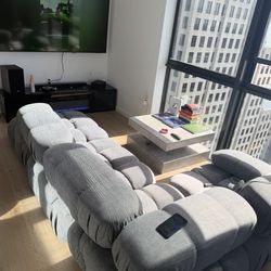 70’ Tv Stand With Fireplace And LED lights 