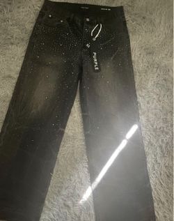 baggy rhinestone purple jeans trades obo