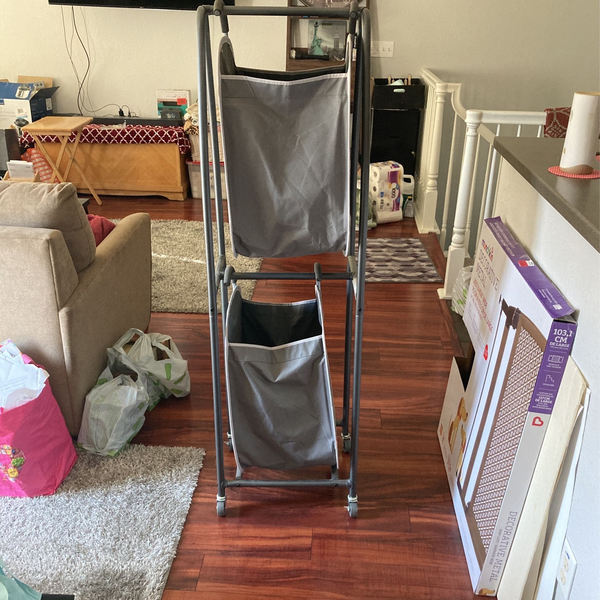 Two Tier Rolling Laundry Baskets