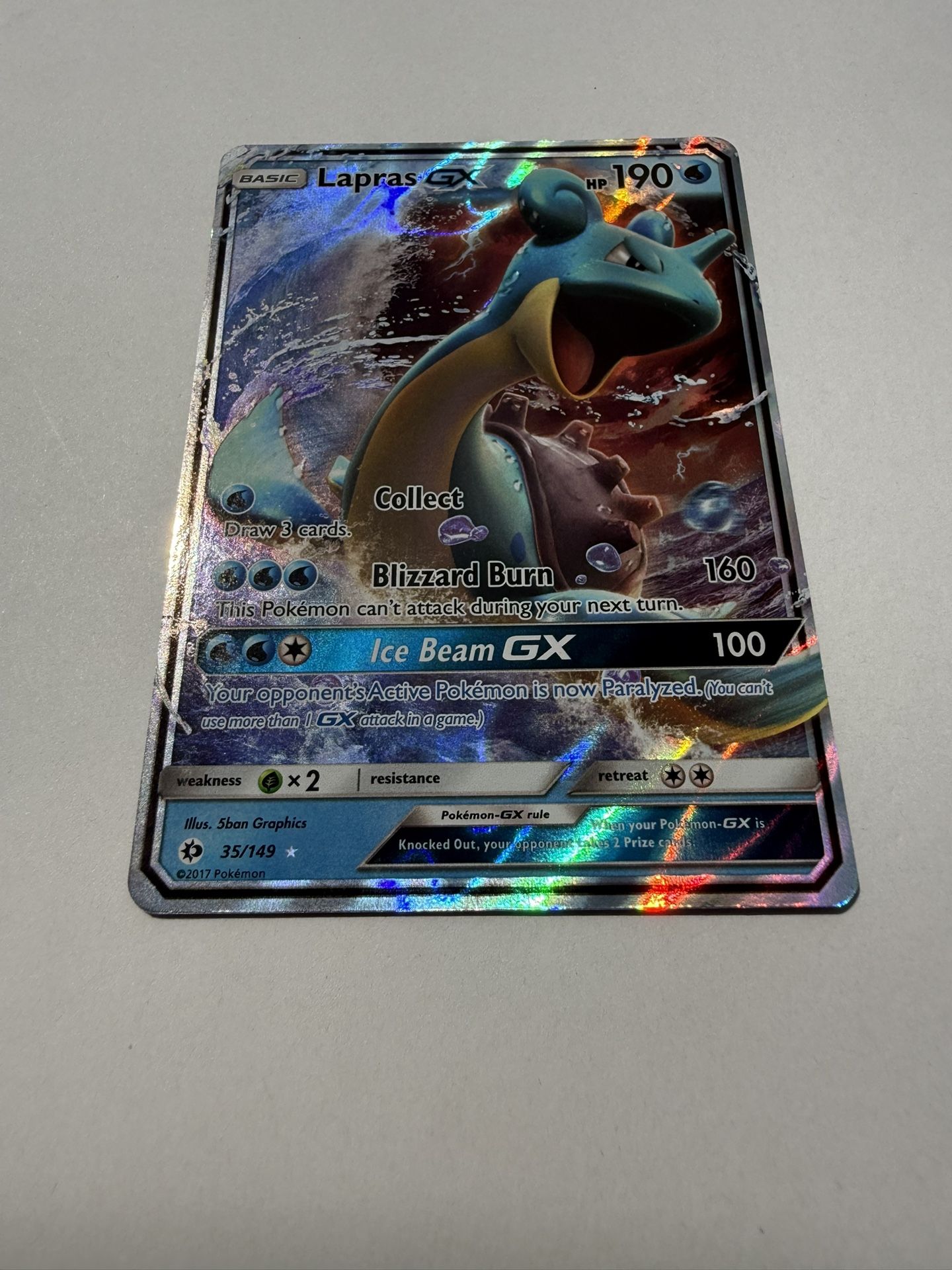 Lapras GX - 35/149 - Sun & Moon Base - Full Art Ultra Rare Holo - Near Mint