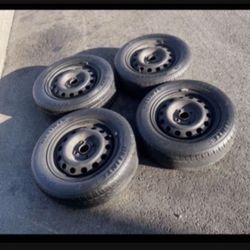 4 - 195/60r14 4x100 4x3.94 Stock Civic Rims Wheels Tires Good 80% Treads!!!!!!!!!!