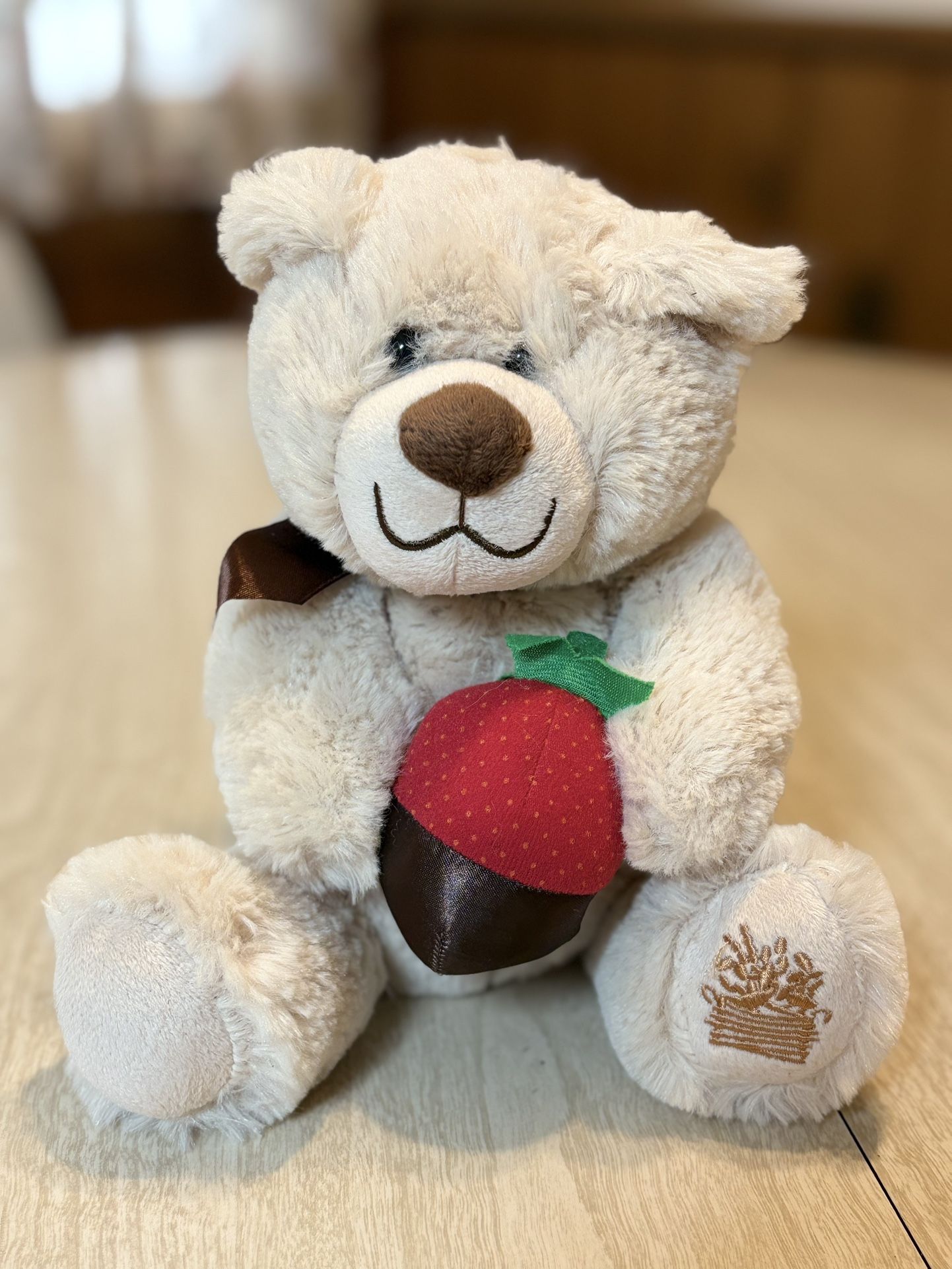 Plush Teddy Bear with Strawberry