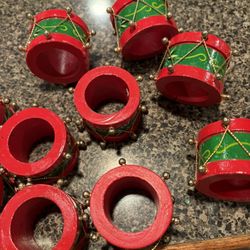 Wooden Christmas Drum Napkin Rings
