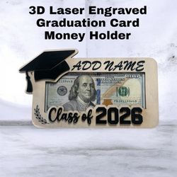Graduation Laser Engraved 3D  Money Card