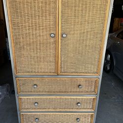 Real Rattan Armoire Matching King Headboard