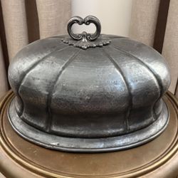RH Antique Victorian Style Hammered Pewter Food Cloche / Meat Dome