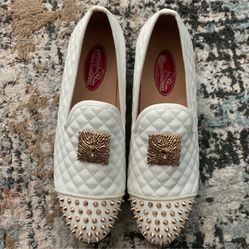 Men White Leather Loafers 