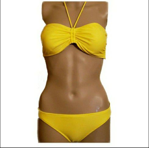 OP Sunshine Yellow Bandeau Bikini M/L