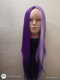 New synthetic wig color purple and light purple straight hair