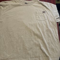 Dickies Shirt Adult 3XL Beige Solid Crew Neck Short Sleeve Workwear Mens 42797