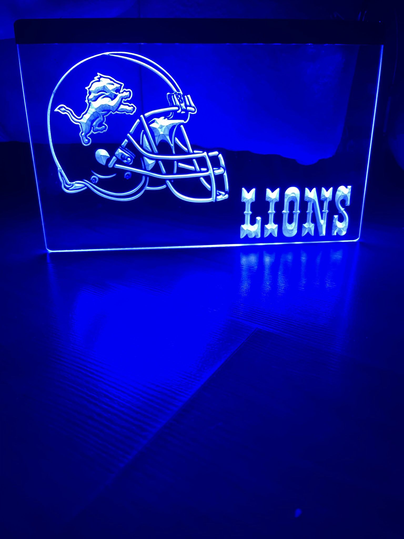 DETROIT LIONS LED NEON BLUE LIGHT SIGN 8x12