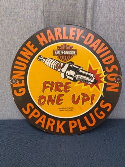 Harley Davidson Spark Plugs Porcelain Enamel Sign