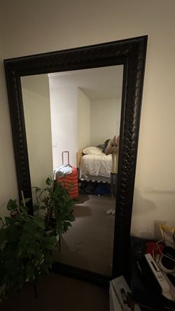 Giant Mirror With Wooden Frame