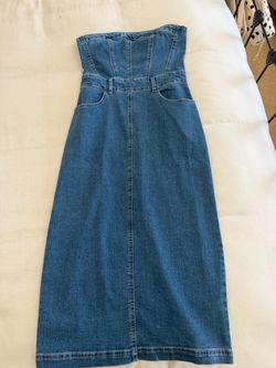 Denim midi dress (S)