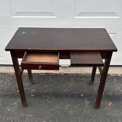 Vintage Antique Wood 1 Drawer Small Desk Microwave Table