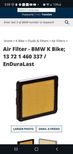 Bmw K Bike K1, K75, K100, K1100 Air Filter