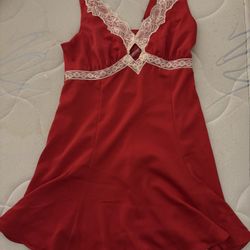 New With Tags Whimsical Red Dress With Lace Trim
