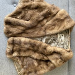 Vintage Mink Fur Stole Bolero Bruno & Joseph Furs Brown Real Fur Mid Century