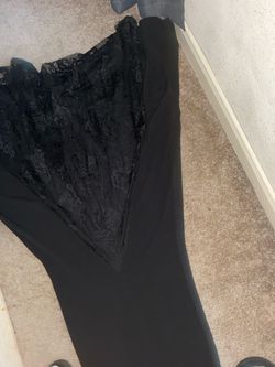 Black lace maxi dress with floral pattern