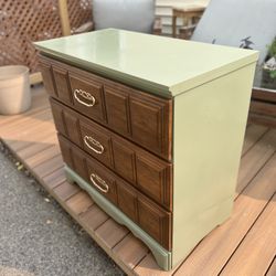 Sage Green Dresser With Pecan Wood Drawers