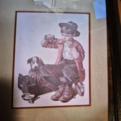 Norman Rockwell  Framed Canvas  Print-SICK  PUPPY