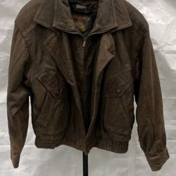 Men's Adventure Bound Brown Thinsulate Insulated Bomber Leather Jacket Large