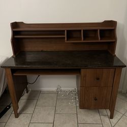 Wood Desk with Hutch & Storage