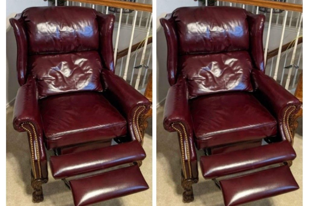Lovely Wine Wingback Recliners In Mint Condition