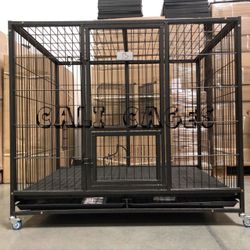 Dog Pet Cage Kennel Size 50” XL With Plastic Floor Tray And Wheels