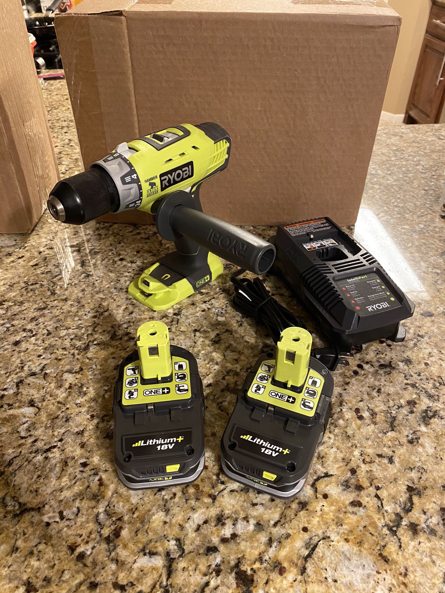 Ryobi Hammer Drill Kit with 2 Batteries and Charger