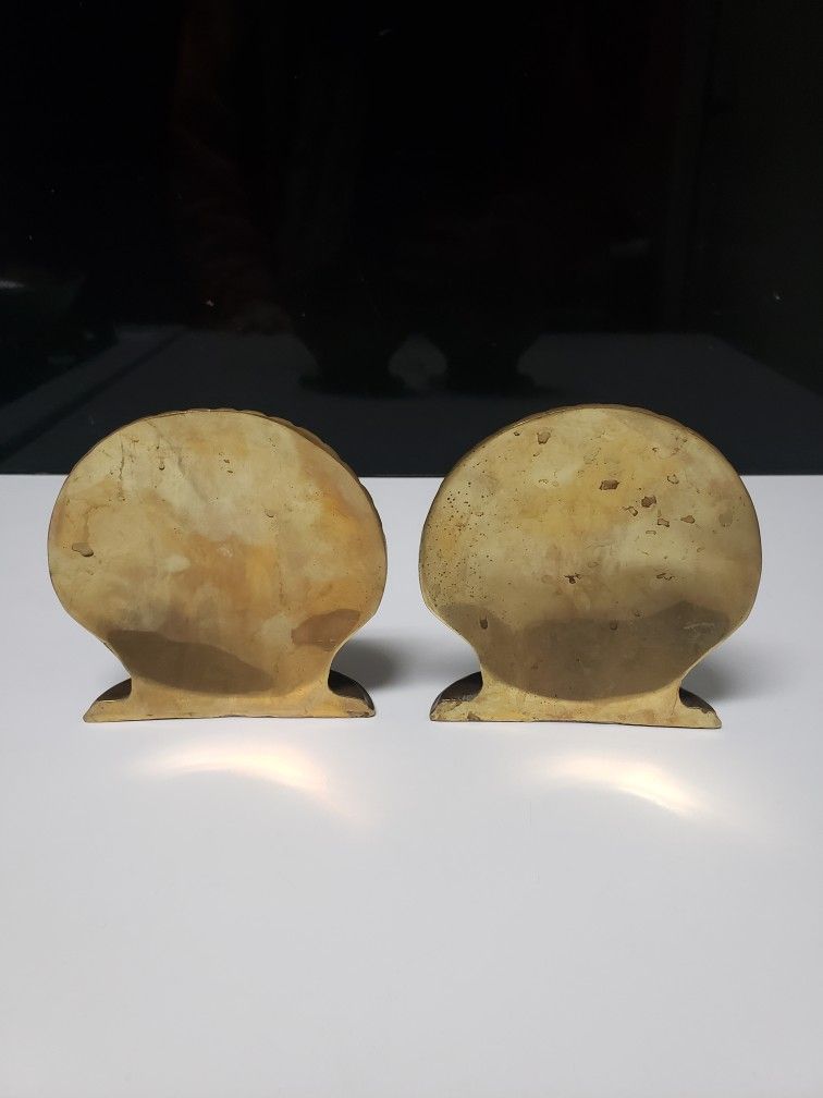 Solid Brass Clam Shell Bookends