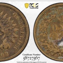 1908 Indian Head Cent 1C – PCGS Genuine – Environmental Damage – VF Details