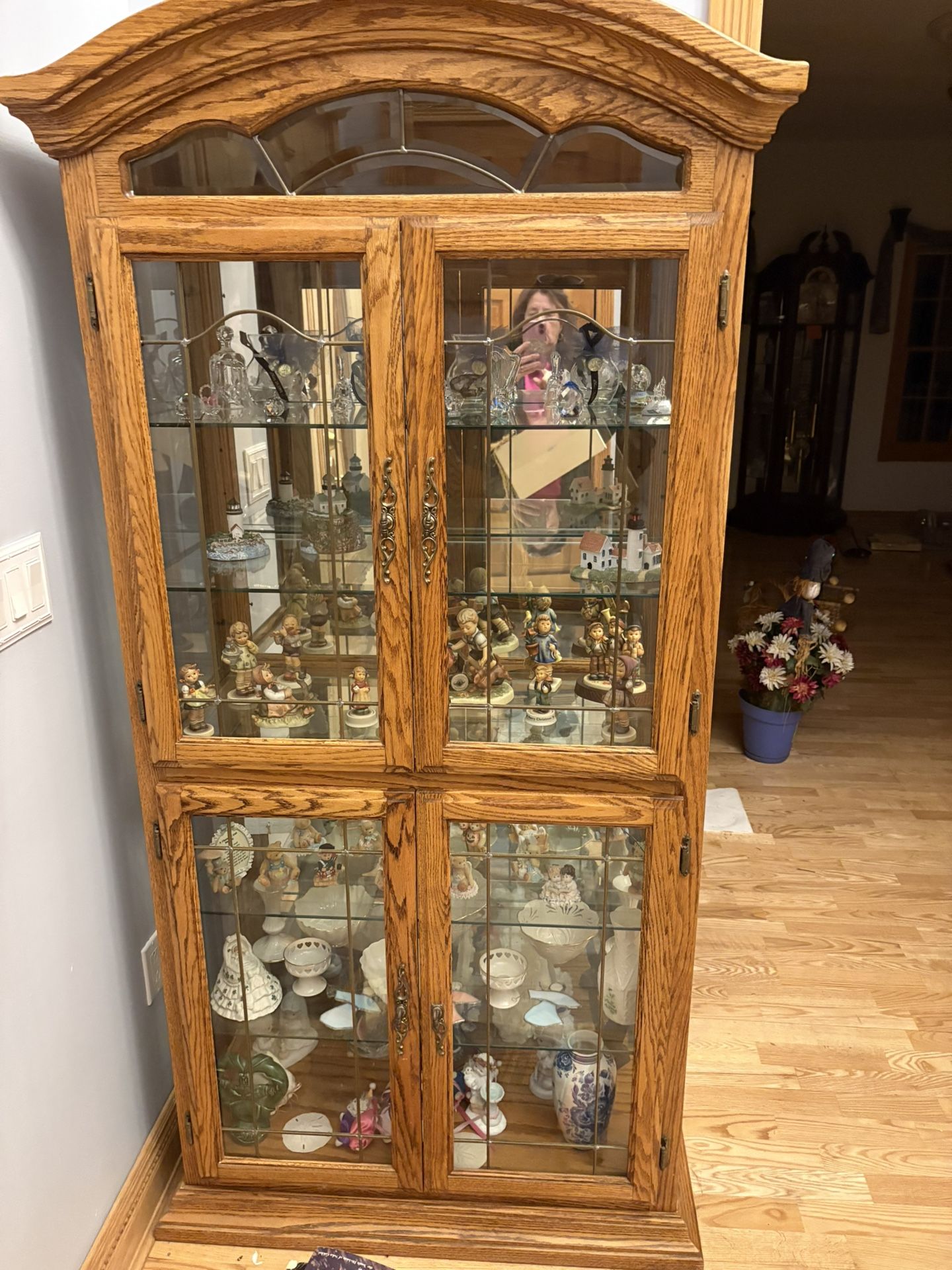 Solid oak curio cabinet