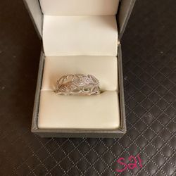 Graziano 925 sterling silver ring with 3 diamonds (#S21)