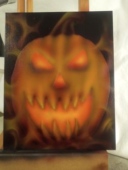 Custom Airbrushed Scary Pumpkin
