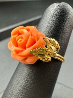18k yellow gold rose stone ring size 6.5
