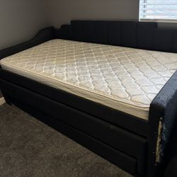 Day Bed With Trundle And Storage - Needs Re-upholstering 
