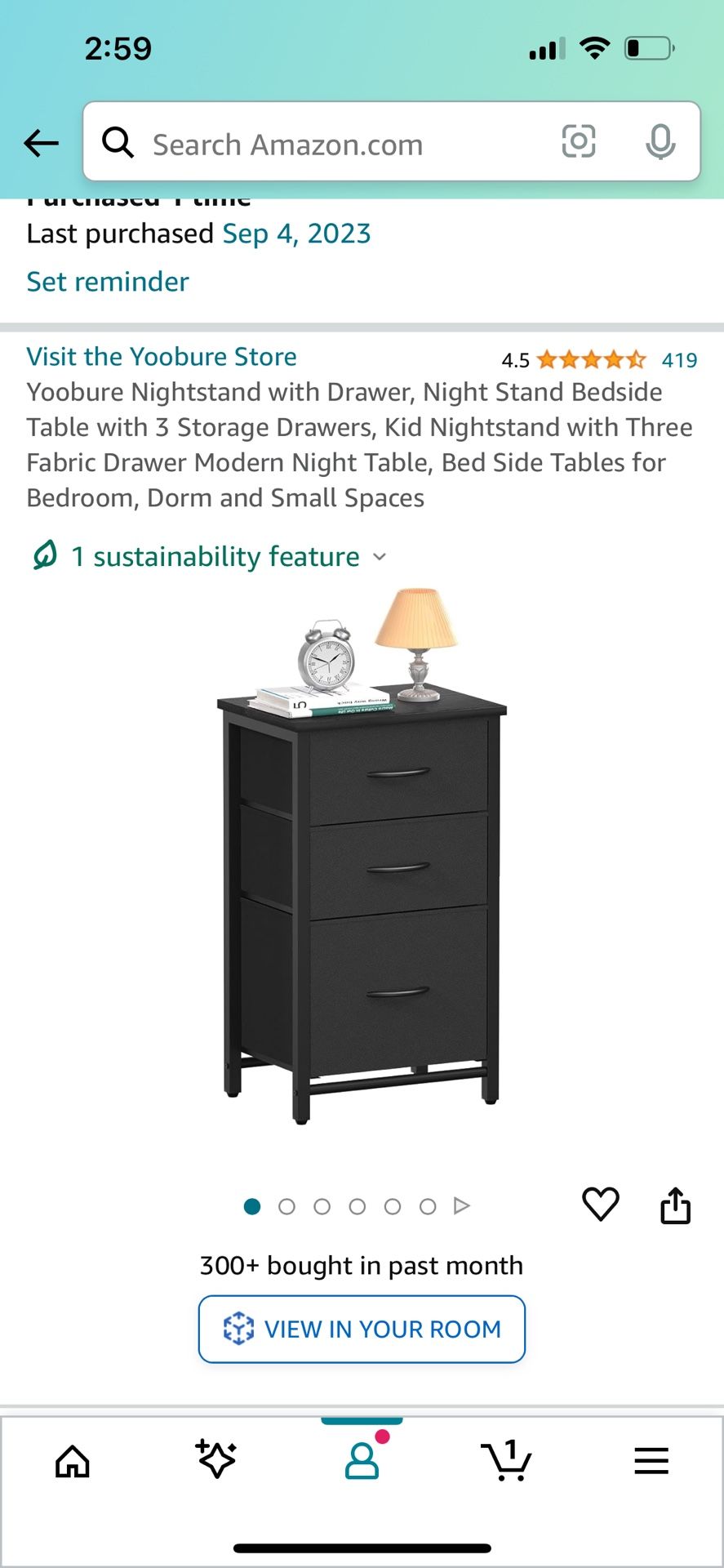 Yoobure Black Night Stand