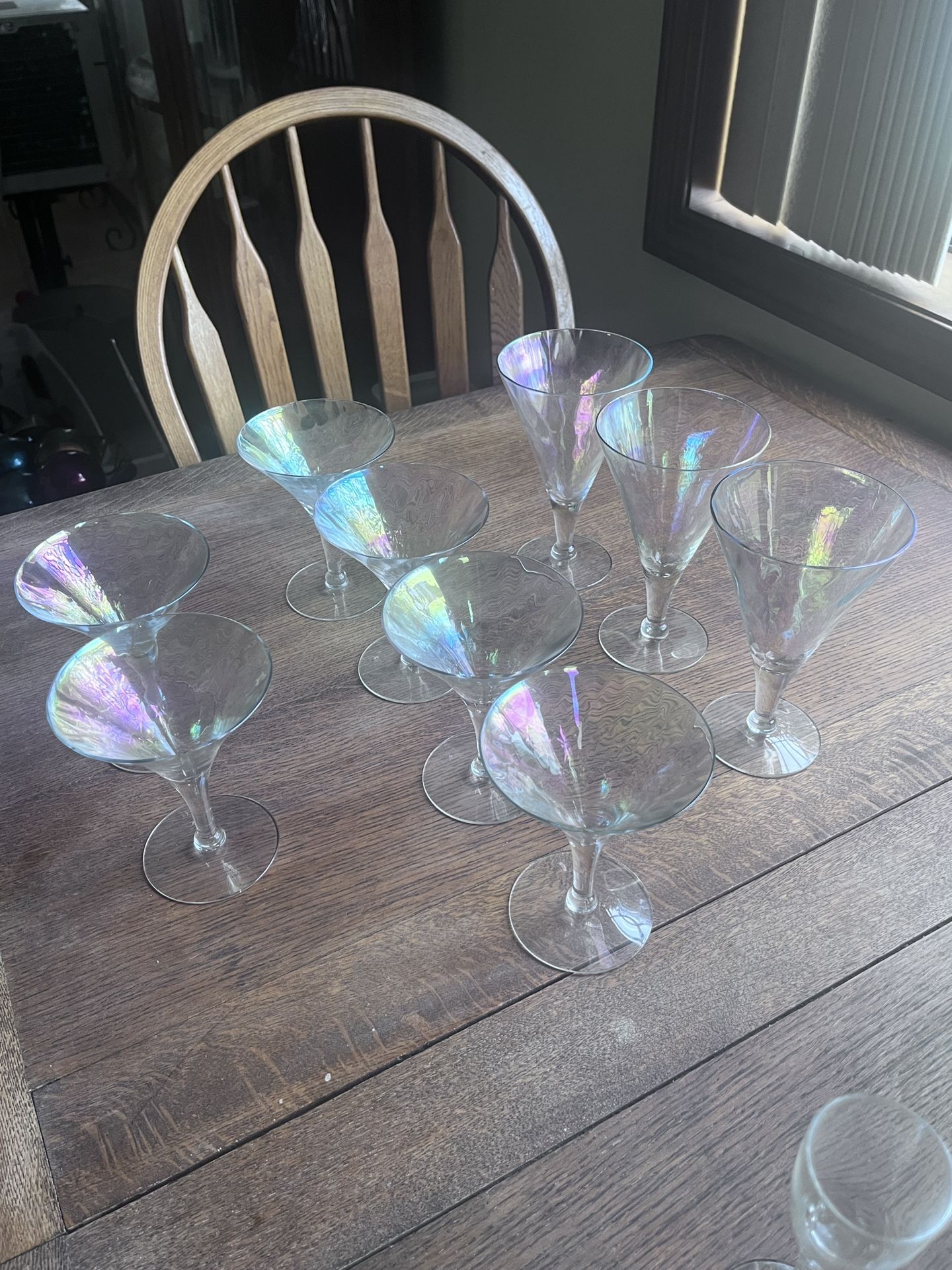 Vintage Hand Blown Iridescent Martini Glasses