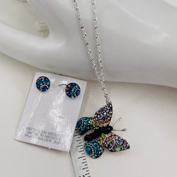 Mariposa Y Aretes Plata Mexicana/Butterfly pendant and earrings, Mexican silver