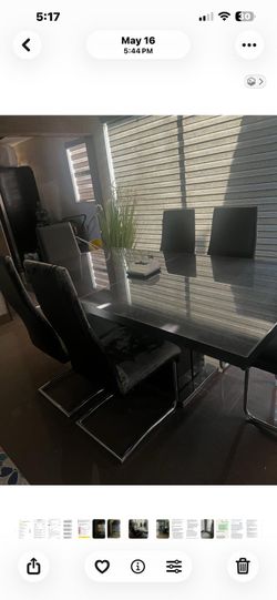 Modern  beautiful dining table with chairs and a hutch