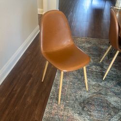 Faux, Leather Dining Chairs Camel Color 
