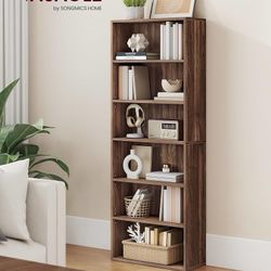 6-Tier Open Bookshelf and Bookcase, Floor Standing Display Storage Shelves for Living Room, Tall Book Shelf for Bedroom, Home Office, Dining 