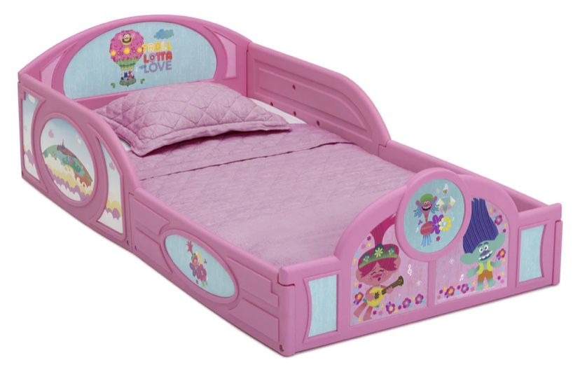 New! Trolls World Tour Plastic Sleep and Play Toddler Bed
