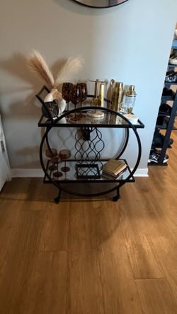 Black Mirrored Bar Cart
