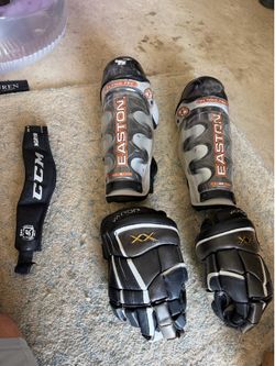 Hockey pads and gloves.