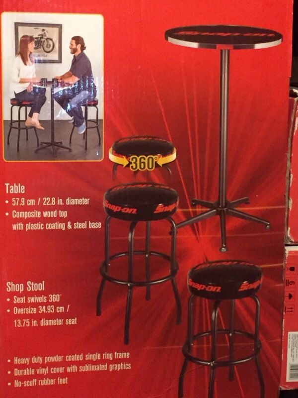 NEW SnapOn Tools Bar Table & Two Stool Set for Sale in Long Grove, IL